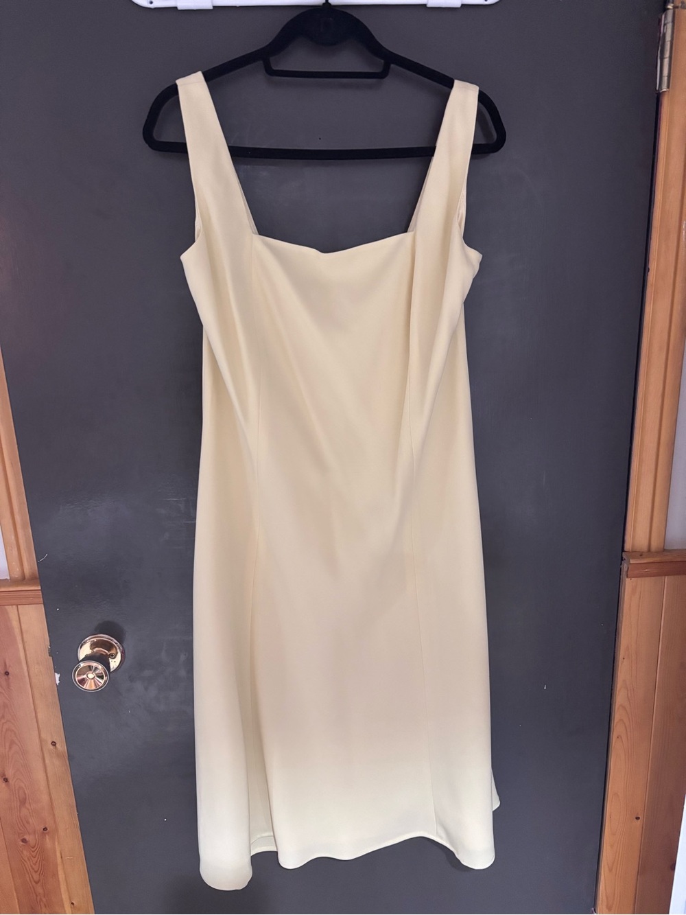 Minimal Cream Midi Slip Dress with Square Neck